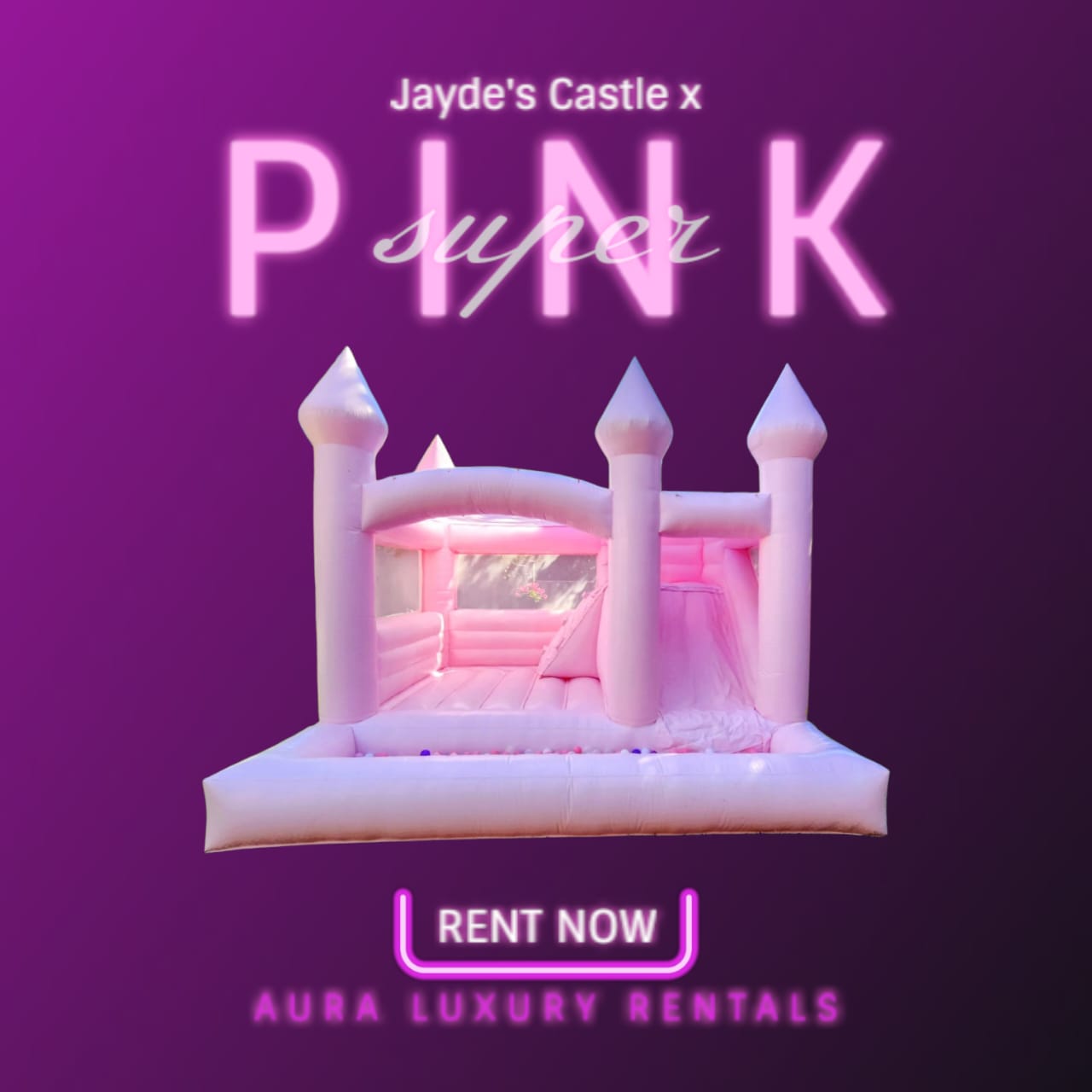 Magical Pink Princess Castle Bounce House & Ball Pit Rental