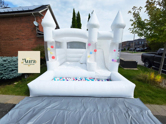 Aura's White Balloon Pillar Castle With Slide