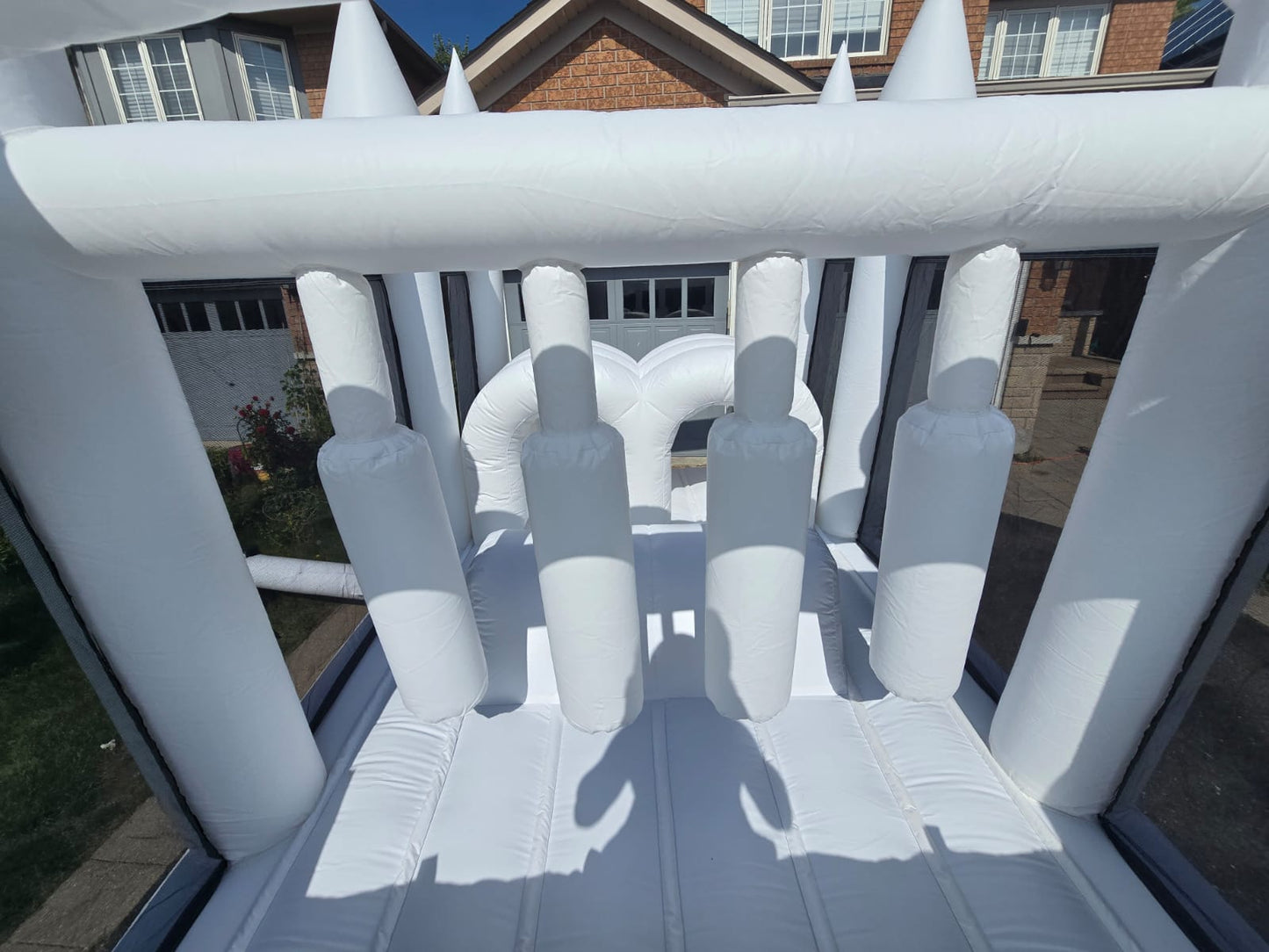 Aura's White Inflatable Obstacle Course With Ballpit/Waterslide