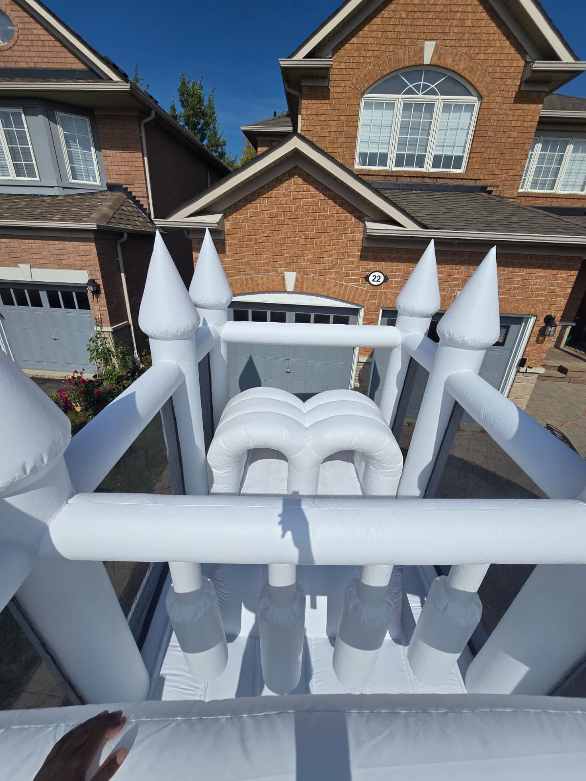 Aura's White Inflatable Obstacle Course With Ballpit/Waterslide